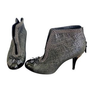Chanel Metallic Silver Booties with Leather Toe SOLD